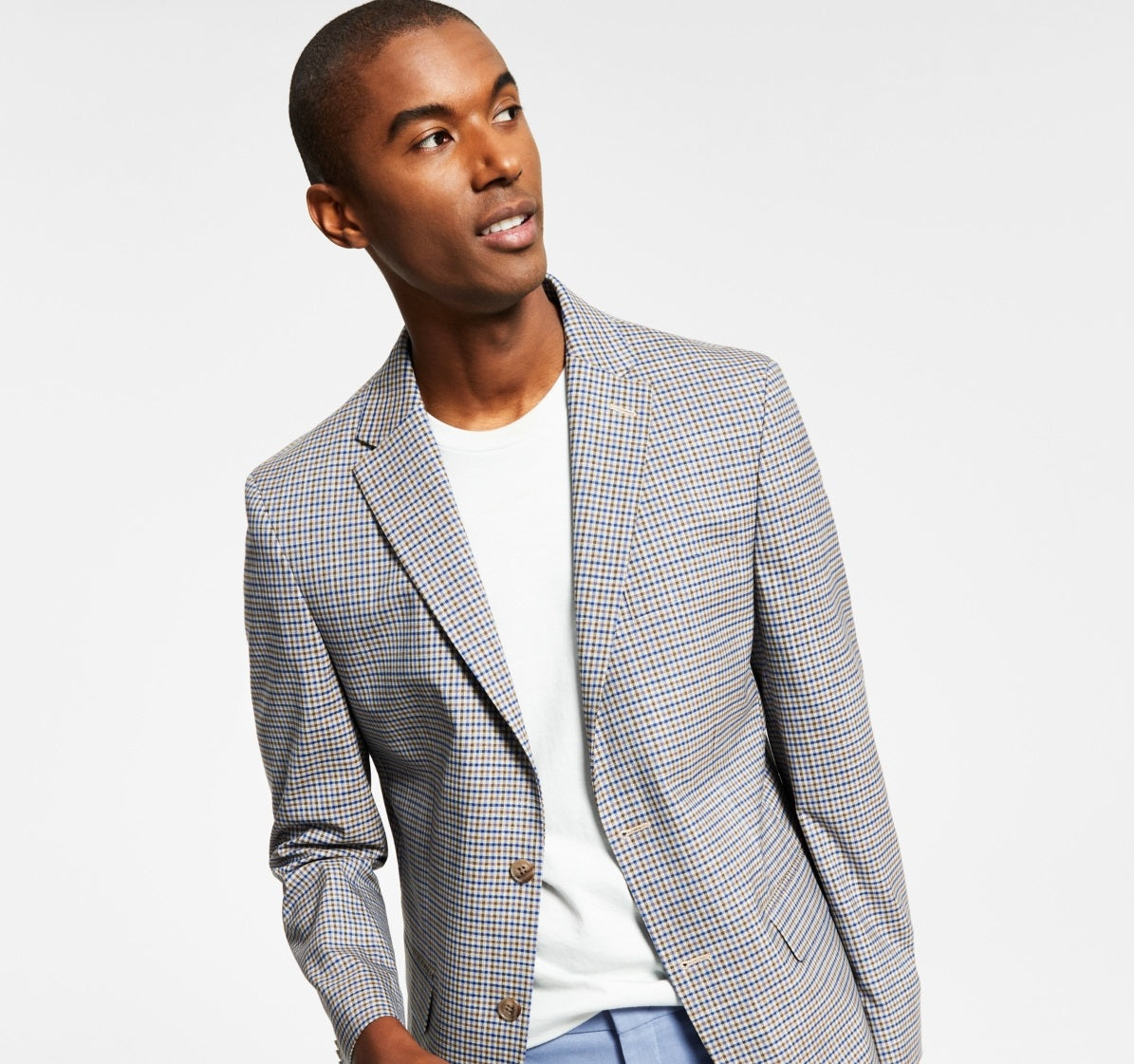 Tommy Hilfiger Blazer xadrez masculino moderno, cinza, tamanho 42