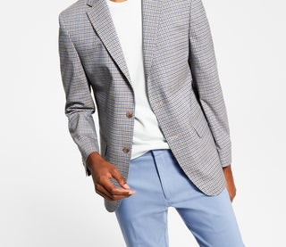 Tommy Hilfiger Blazer xadrez masculino moderno, cinza, tamanho 42