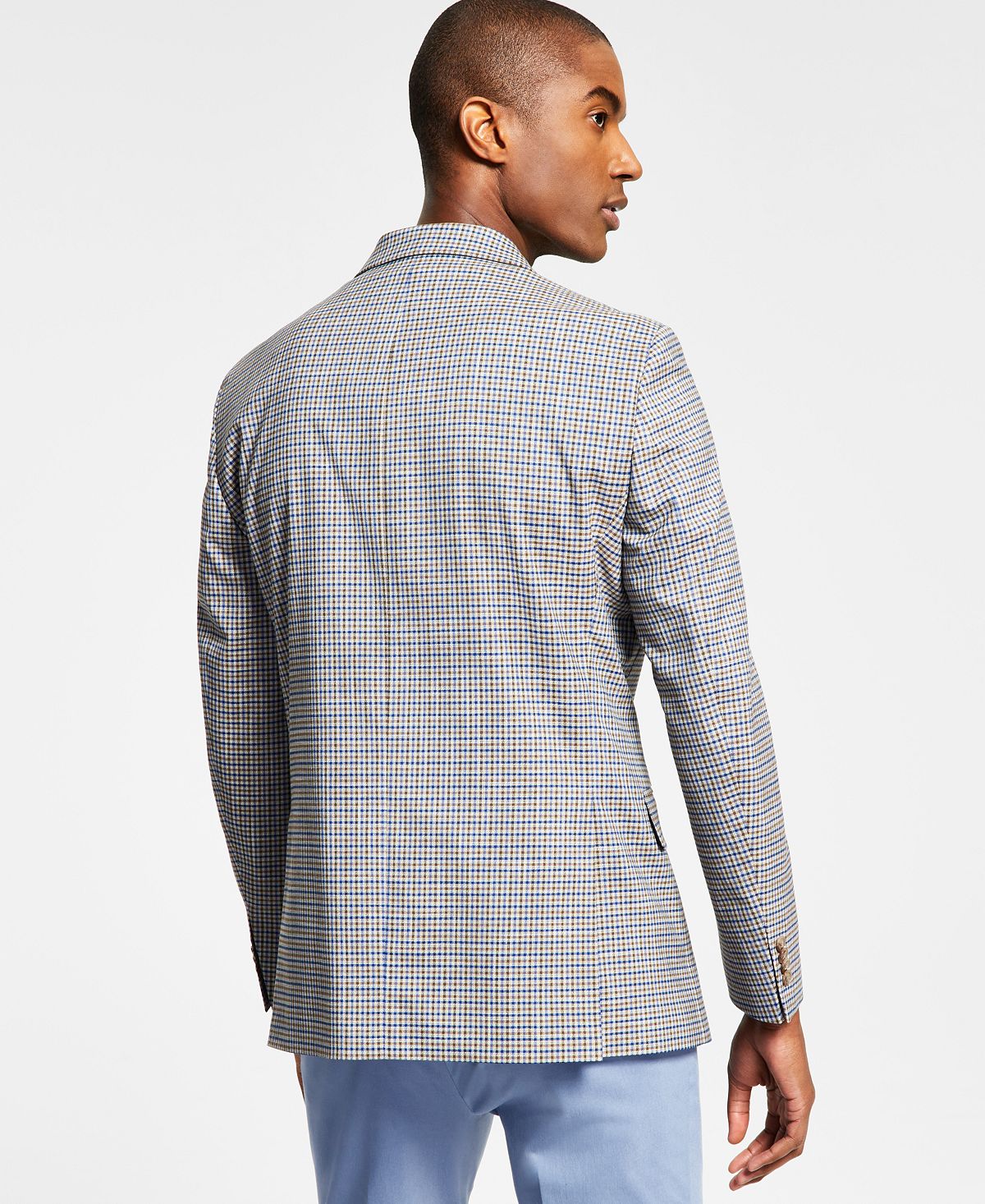 Blazer xadrez masculino Tommy Hilfiger Modern Fit marrom tamanho 44