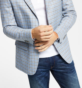Tommy Hilfiger Blazer xadrez masculino moderno, cinza, tamanho 36