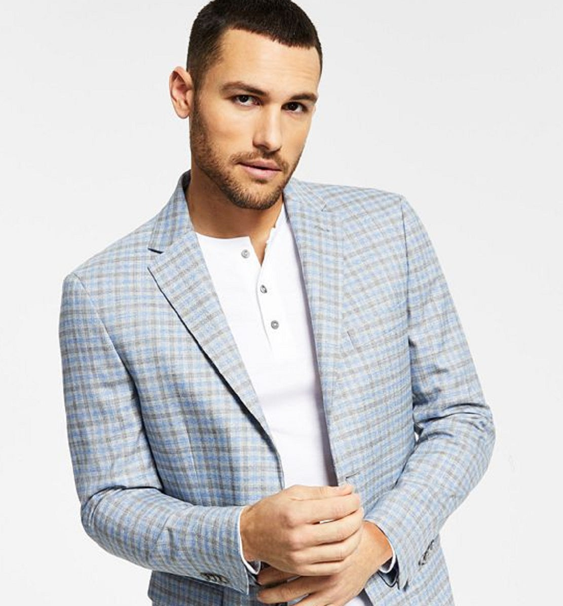 Blazer xadrez masculino Tommy Hilfiger Modern Fit cinza tamanho 46