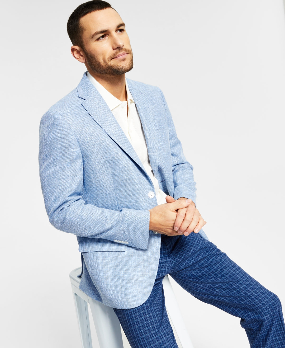 Blazer Tommy Hilfiger Masculino Slim Fit Tecido Sólido Azul Tamanho 38
