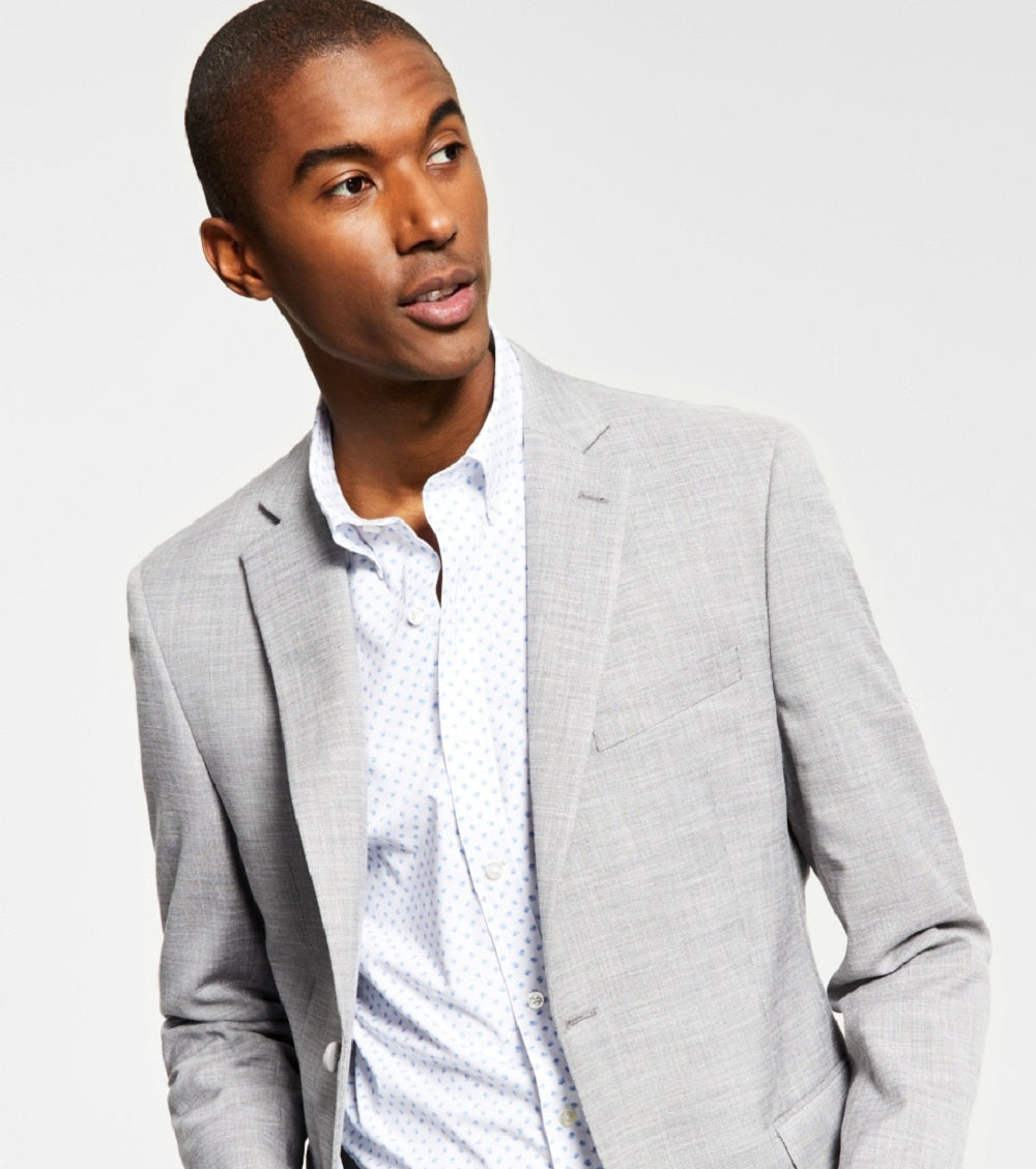 Jaqueta de terno masculina Alfani Slim Fit Solid Knit Cinza Tamanho 44