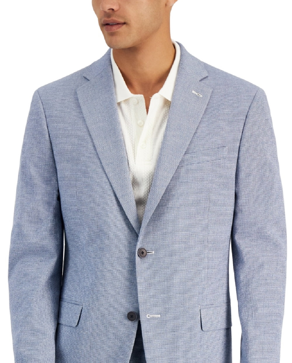 Terno xadrez seersucker masculino Alfani Slim Fit, jaqueta separada, azul, tamanho 40