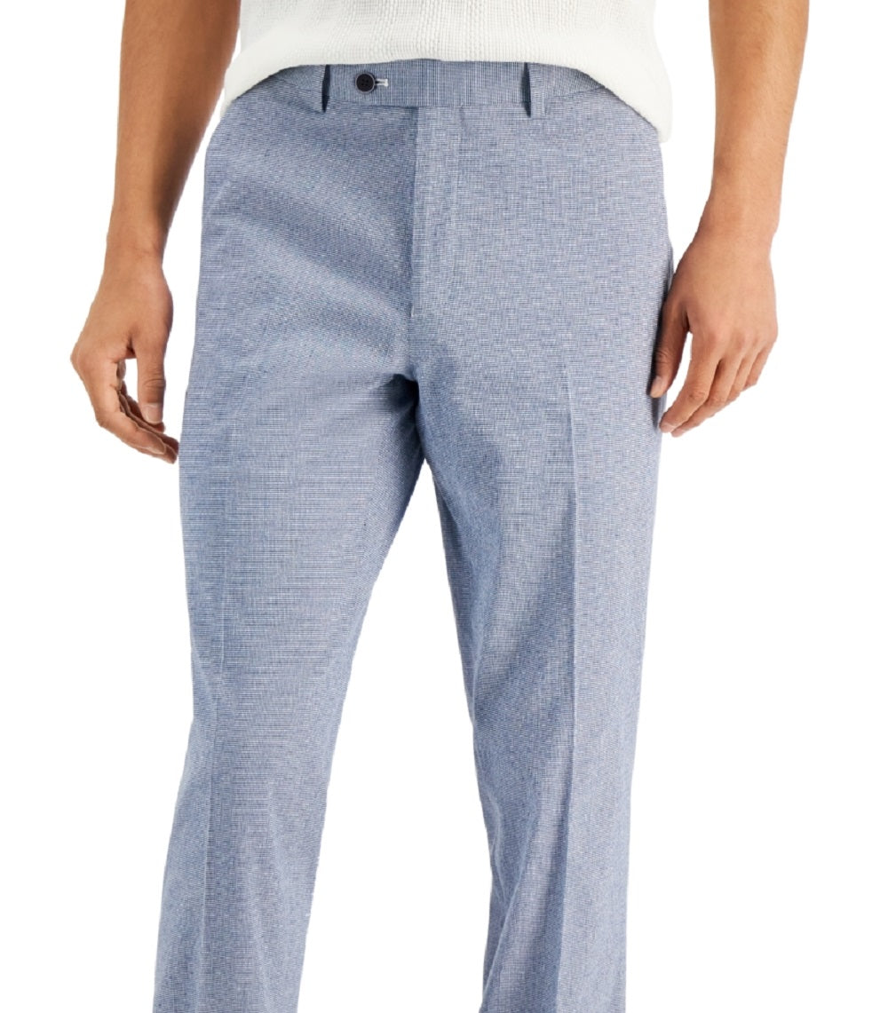 Alfani Masculino Slim Fit Seersucker Check Terno Calça Separada Azul Tamanho 34X30
