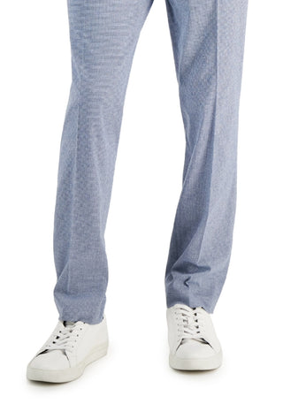 Alfani Masculino Slim Fit Seersucker Check Terno Calça Separada Azul Tamanho 34X30
