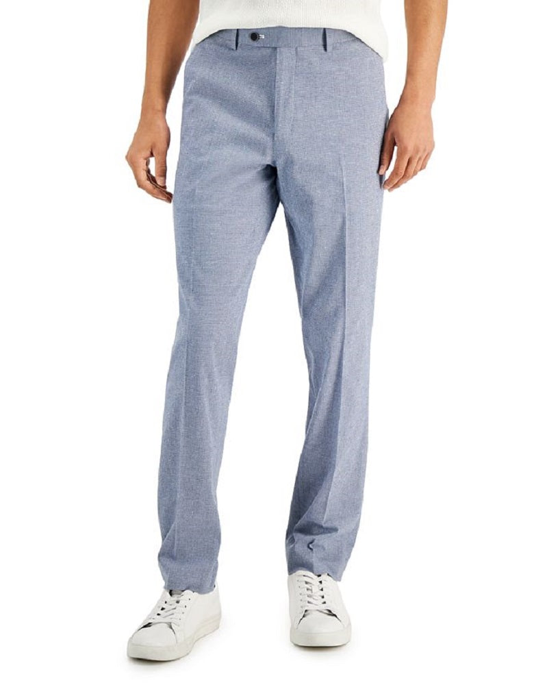 Alfani Masculino Slim Fit Seersucker Check Terno Calça Separada Azul Tamanho 36X32