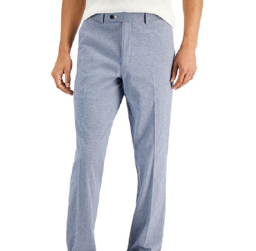 Alfani Masculino Slim Fit Seersucker Check Terno Calça Separada Azul Tamanho 36X32