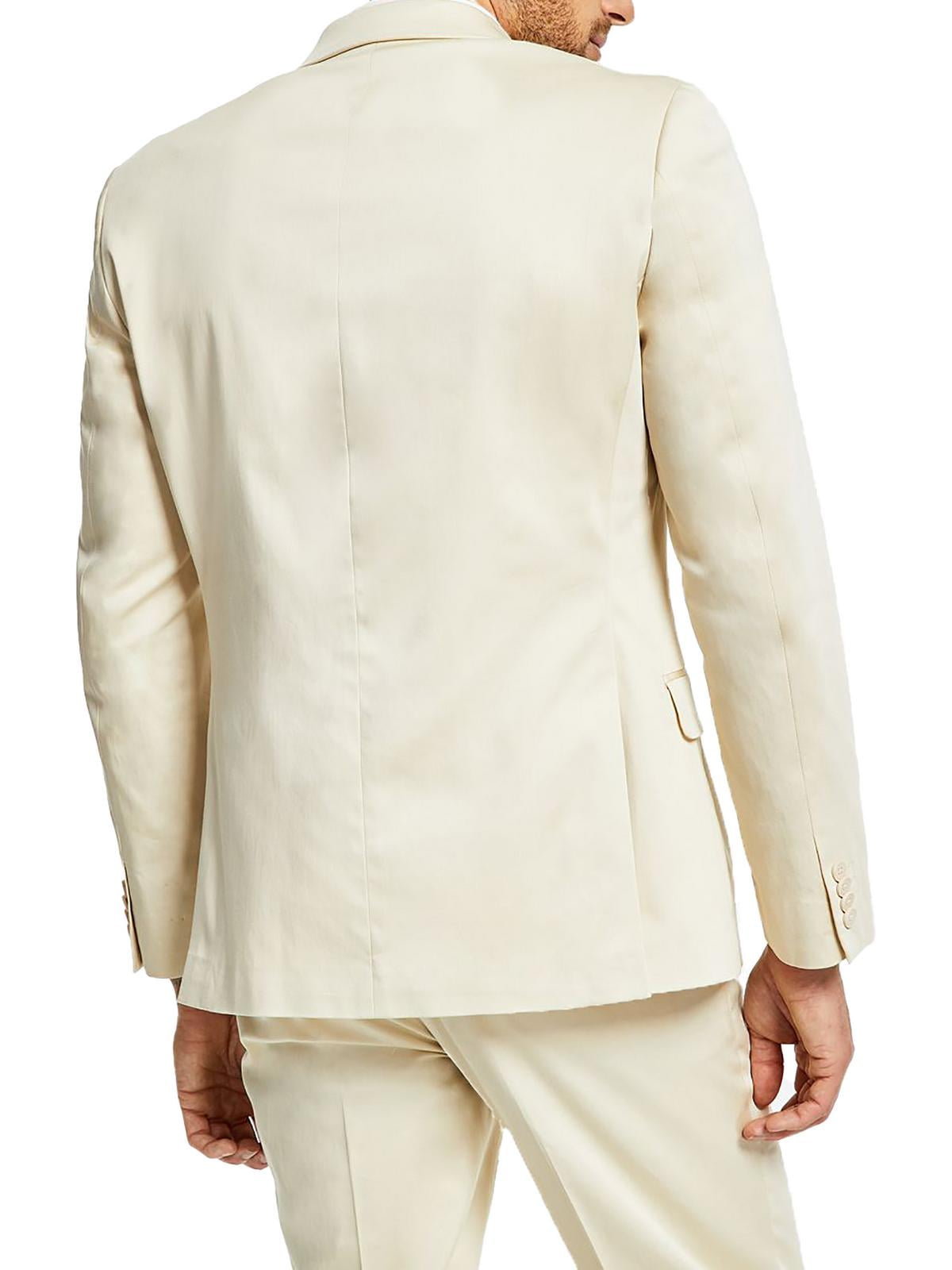 Paletó masculino Alfani Slim Fit de algodão creme liso, marrom, tamanho 36