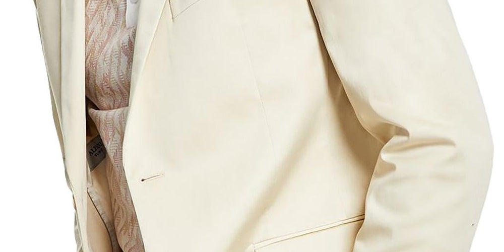 Paletó masculino Alfani Slim Fit de algodão creme liso, marrom, tamanho 36