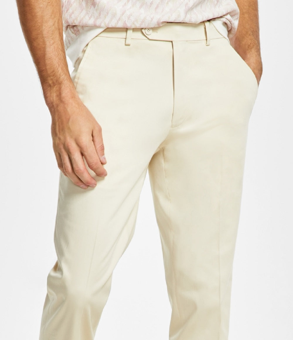 Calça de terno masculina Alfani Slim Fit de algodão creme sólido, marrom, tamanho 34x32