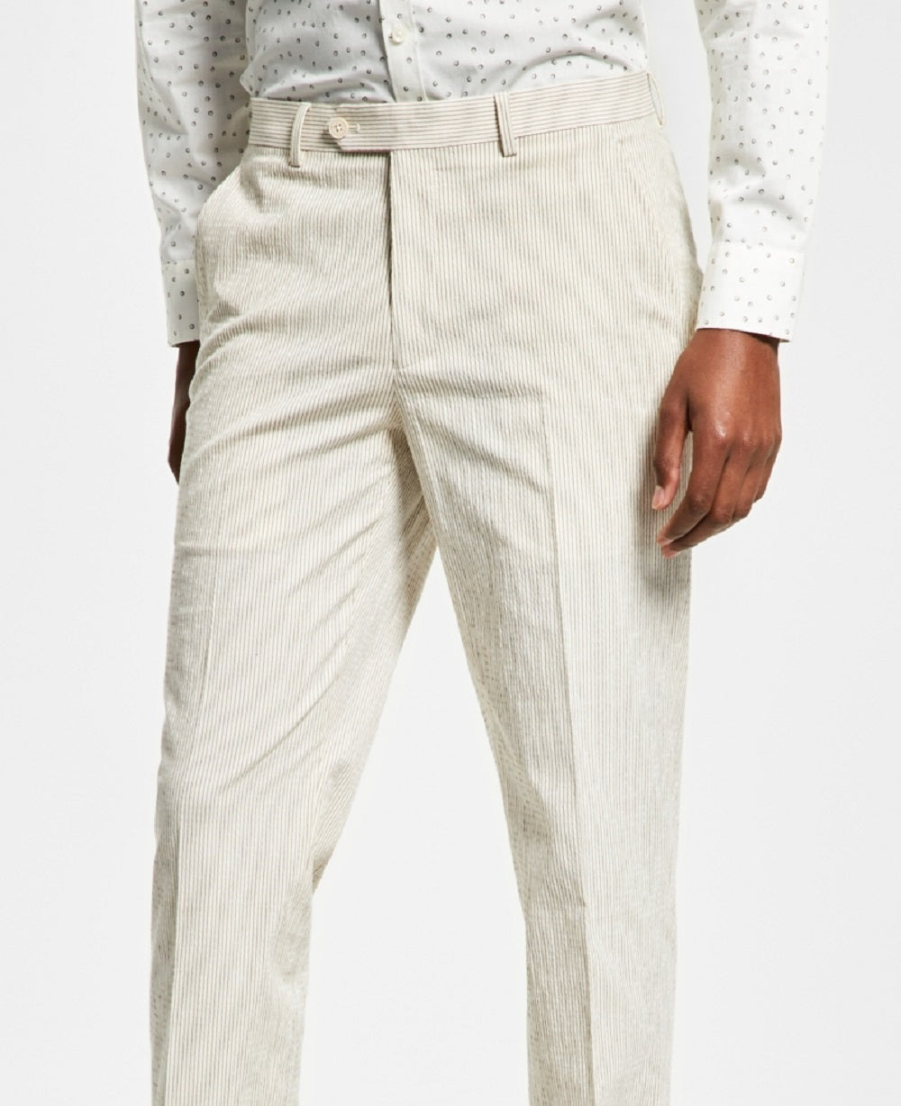 Calça de terno masculina Alfani Slim Fit com listras Seersucker, branca, tamanho 33X30