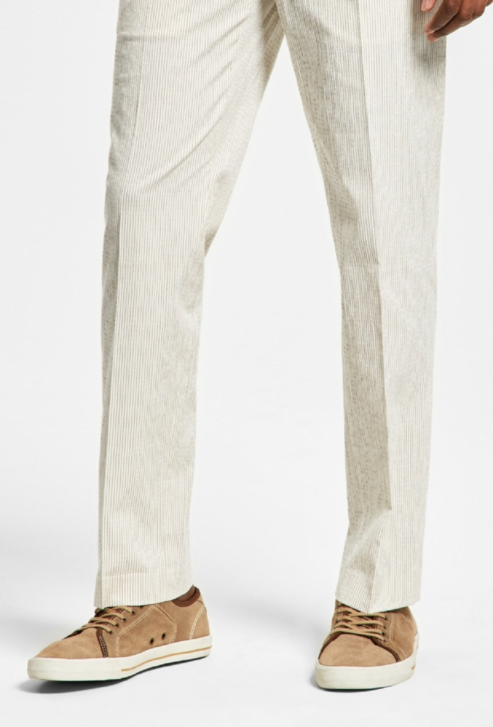 Calça de terno masculina Alfani Slim Fit com listras Seersucker, branca, tamanho 33X30