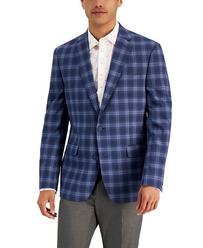 Blazer masculino slim fit estampado azul Bar III, tamanho 40