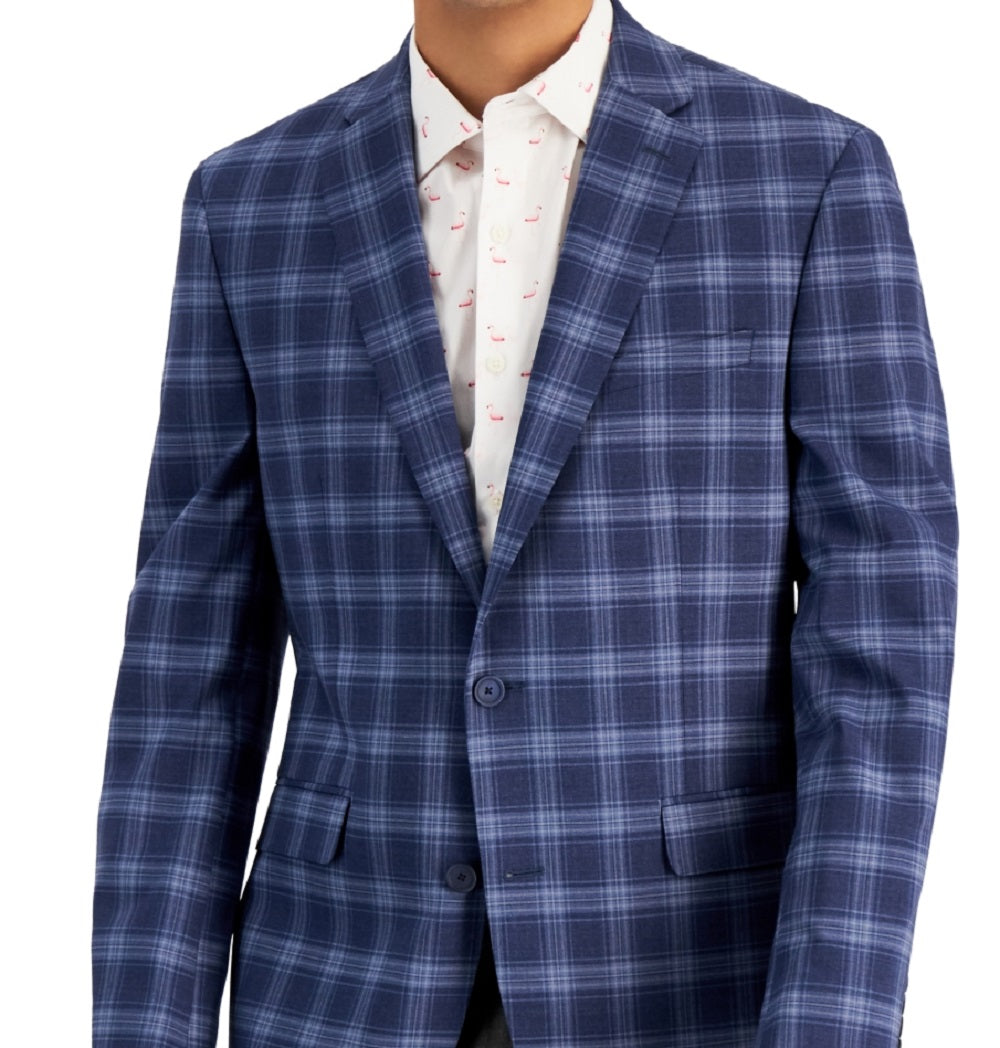 Blazer masculino slim fit estampado azul Bar III, tamanho 44