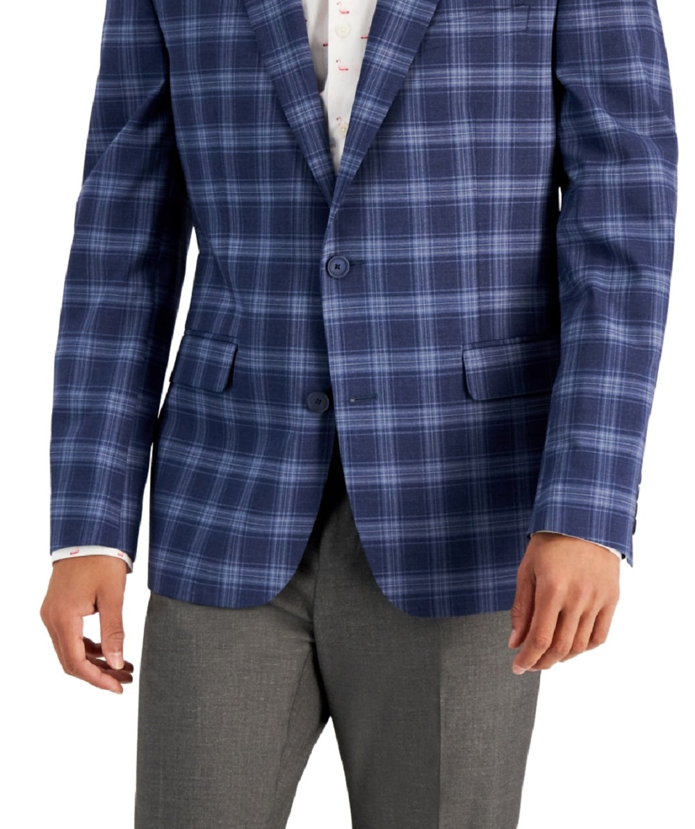 Blazer masculino slim fit estampado azul Bar III, tamanho 44