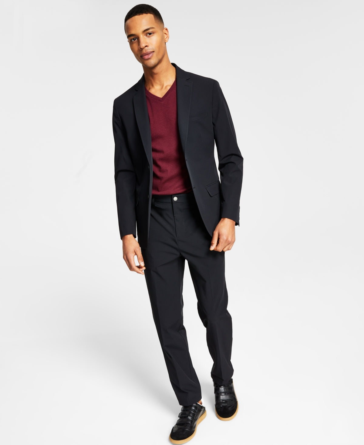 Calvin Klein Masculino Slim Fit Stretch Solid Sport Coat Preto Tamanho 44