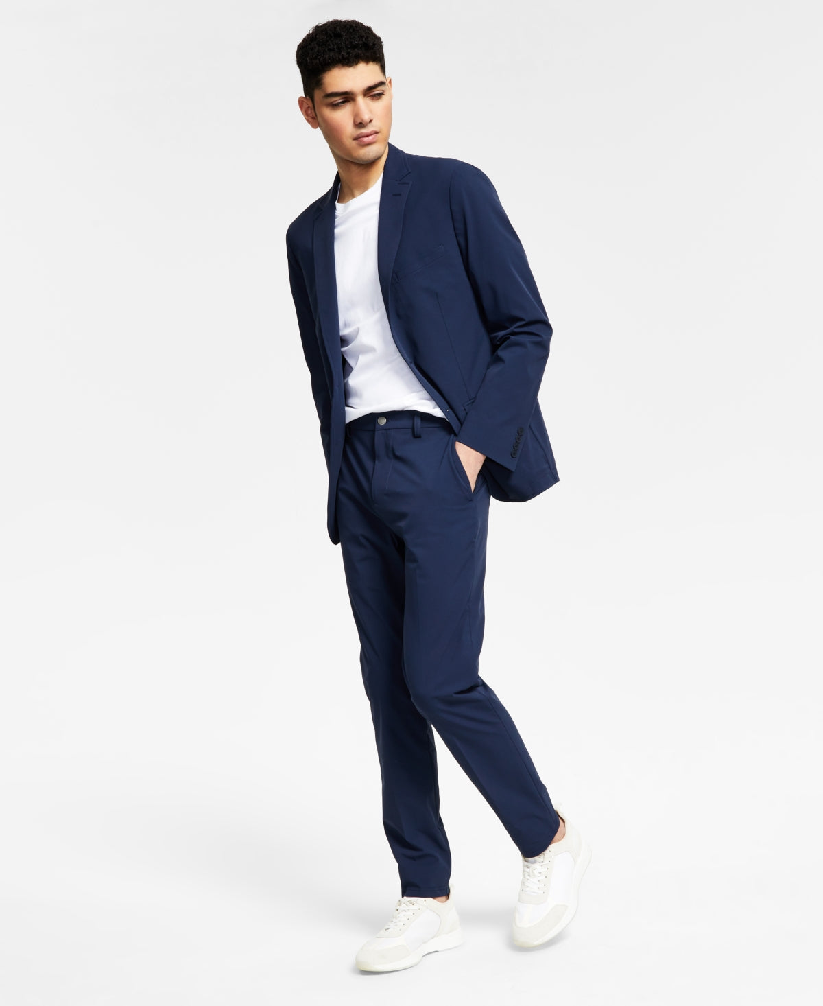 Calvin Klein Masculino Slim-Fit Stretch Solid Sport Coat Azul Marinho Tamanho 44R