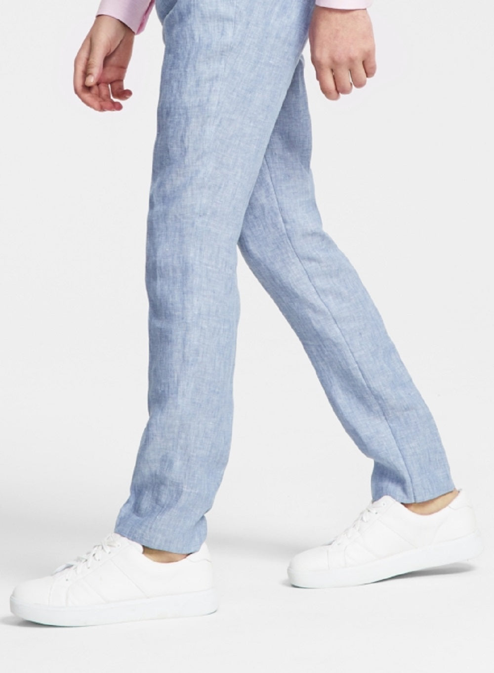 Calça de terno masculina Bar III Slim Fit de linho azul tamanho 33x30