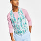 Colete masculino Bar III Slim Fit com estampa floral, azul, tamanho pequeno