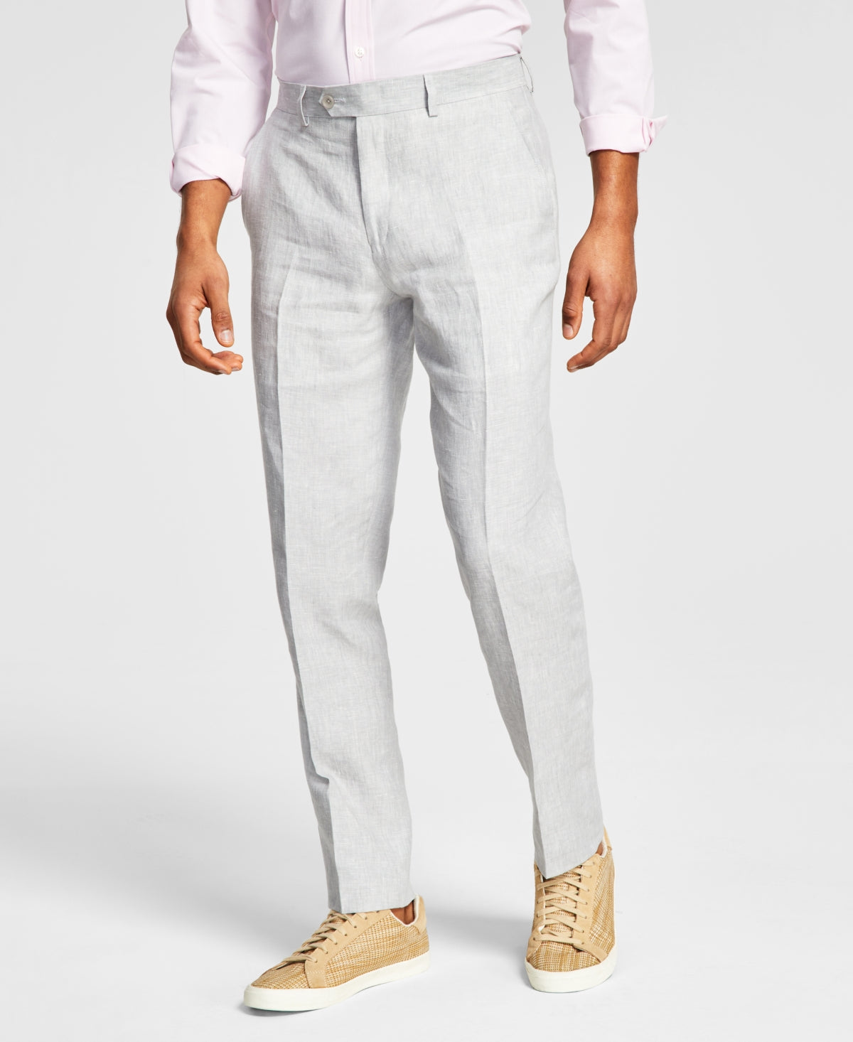 Bar III Terno Masculino Slim Fit Texturizado de Linho com Calça Separada Cinza Tamanho 30X32