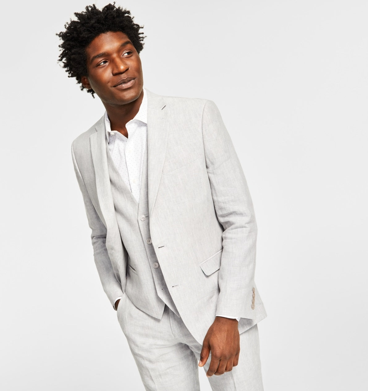 Terno masculino Bar III Slim Fit de linho texturizado, jaqueta separada, cinza, tamanho 40