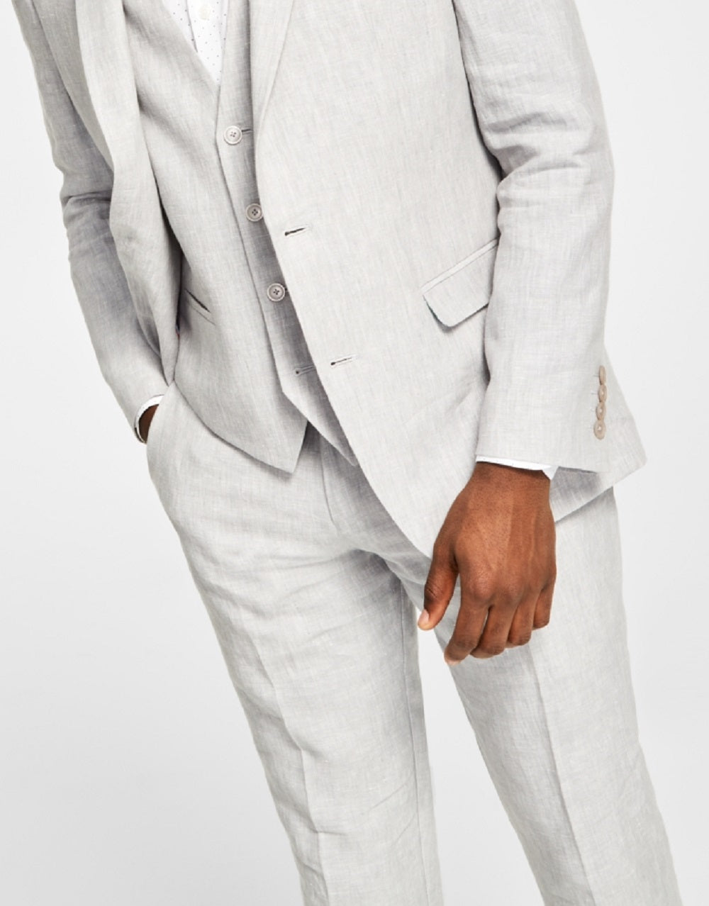 Terno masculino Bar III Slim Fit de linho texturizado, jaqueta separada, cinza, tamanho 42