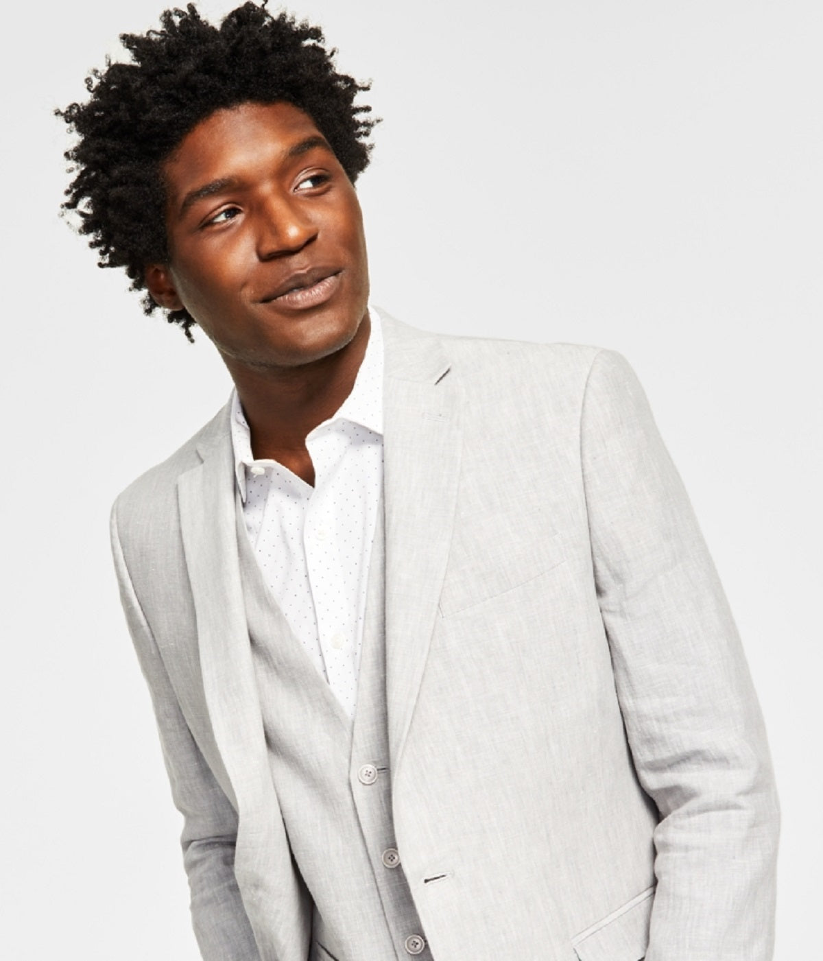 Terno masculino Bar III Slim Fit de linho texturizado, jaqueta separada, cinza, tamanho 44