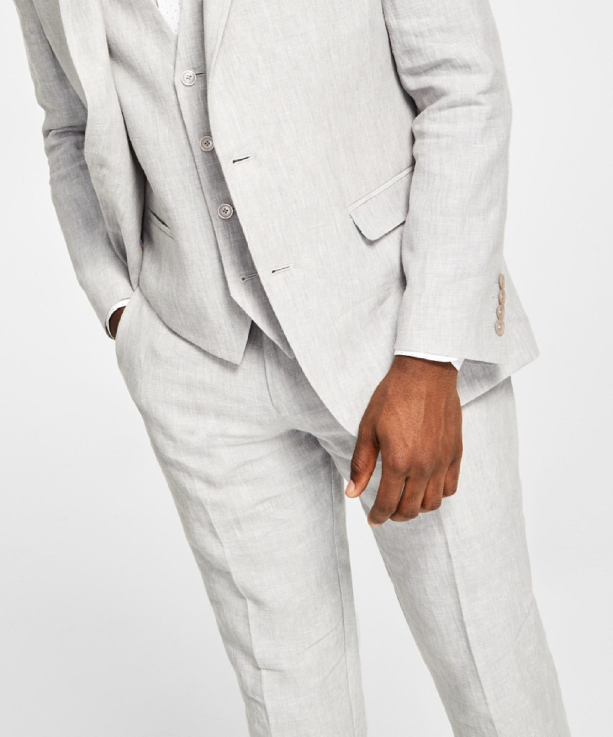 Terno masculino Bar III Slim Fit de linho texturizado, jaqueta separada, cinza, tamanho 44