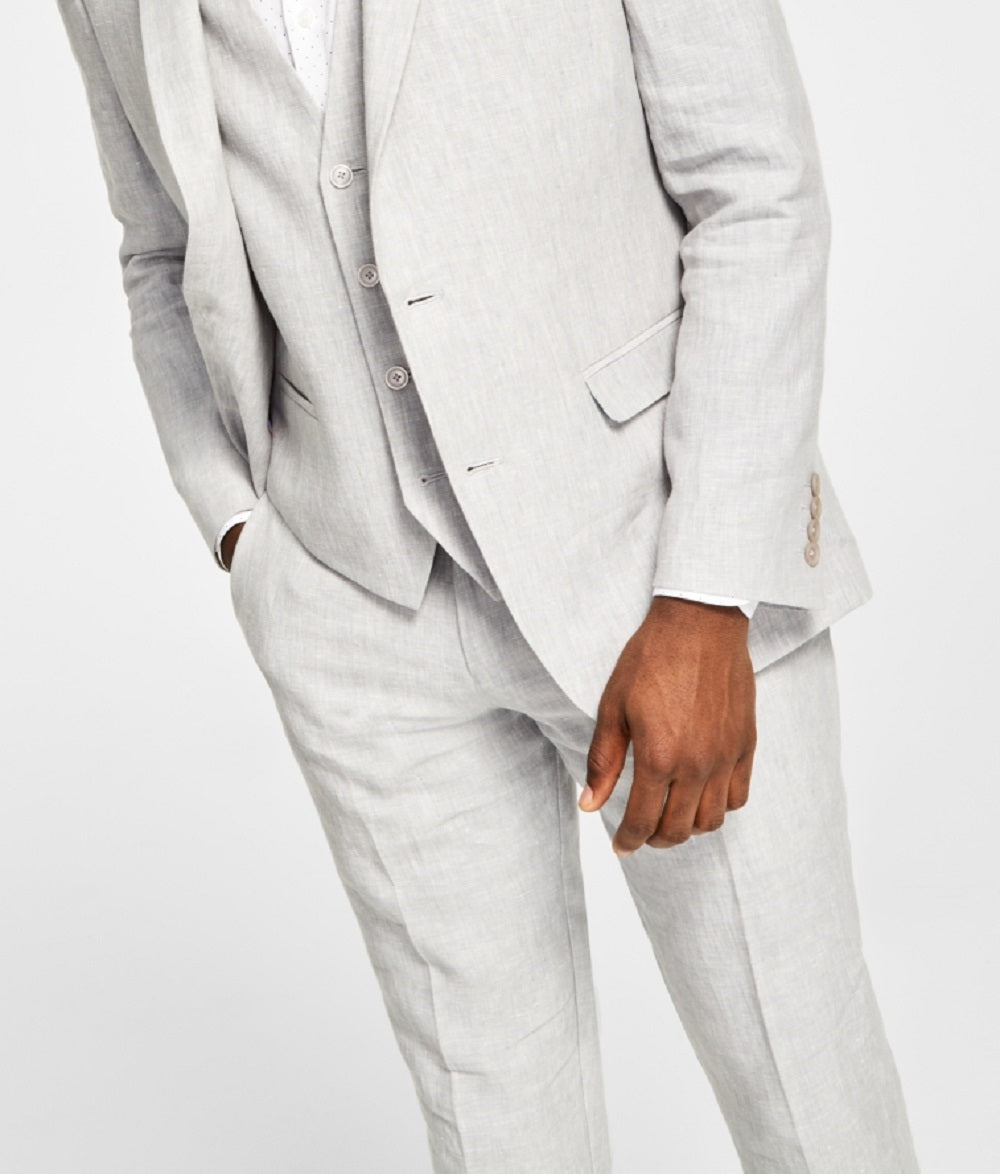 Terno masculino Bar III Slim Fit de linho texturizado, jaqueta separada, cinza, tamanho 46