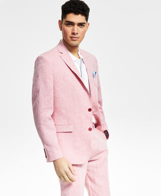 Bar III Men's Slim Fit Textured Linen Suit Separate Jacket Pink Size 38