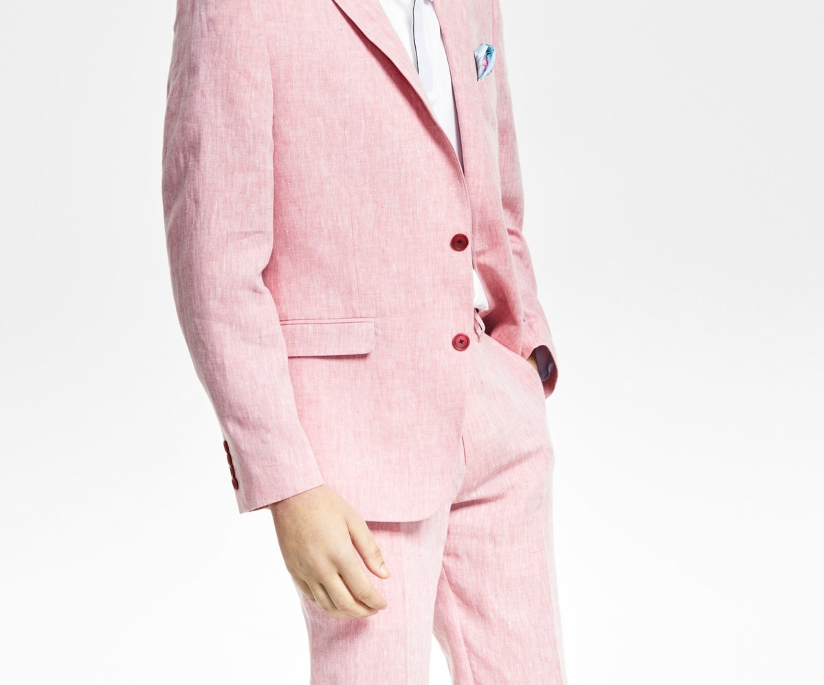 Terno masculino Bar III Slim Fit de linho texturizado, jaqueta separada, rosa, tamanho 38