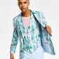 Bar III Masculino Slim Fit Floral Print Terno Jaqueta Azul Tamanho 44