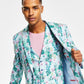 Bar III Masculino Slim Fit Floral Print Terno Jaqueta Azul Tamanho 44