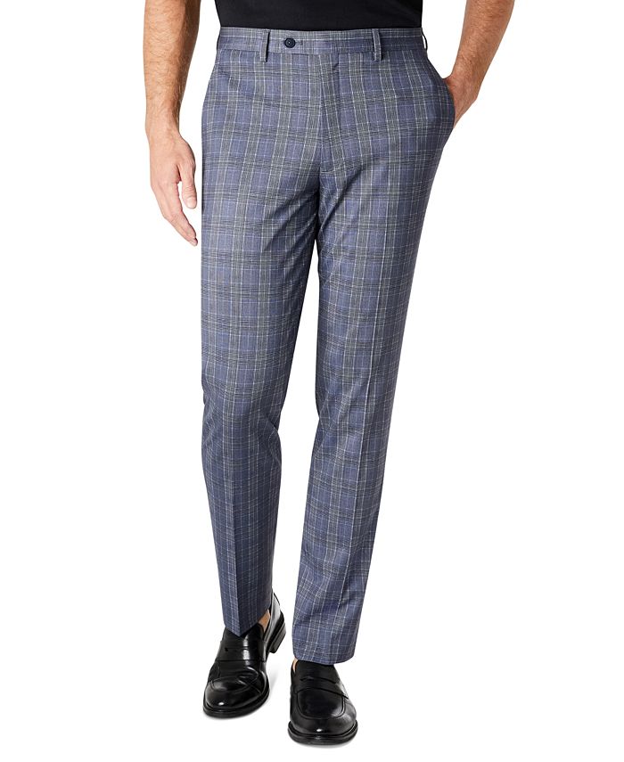 Calça de terno masculina Michael Kors Modern Fit xadrez azul tamanho 34x32