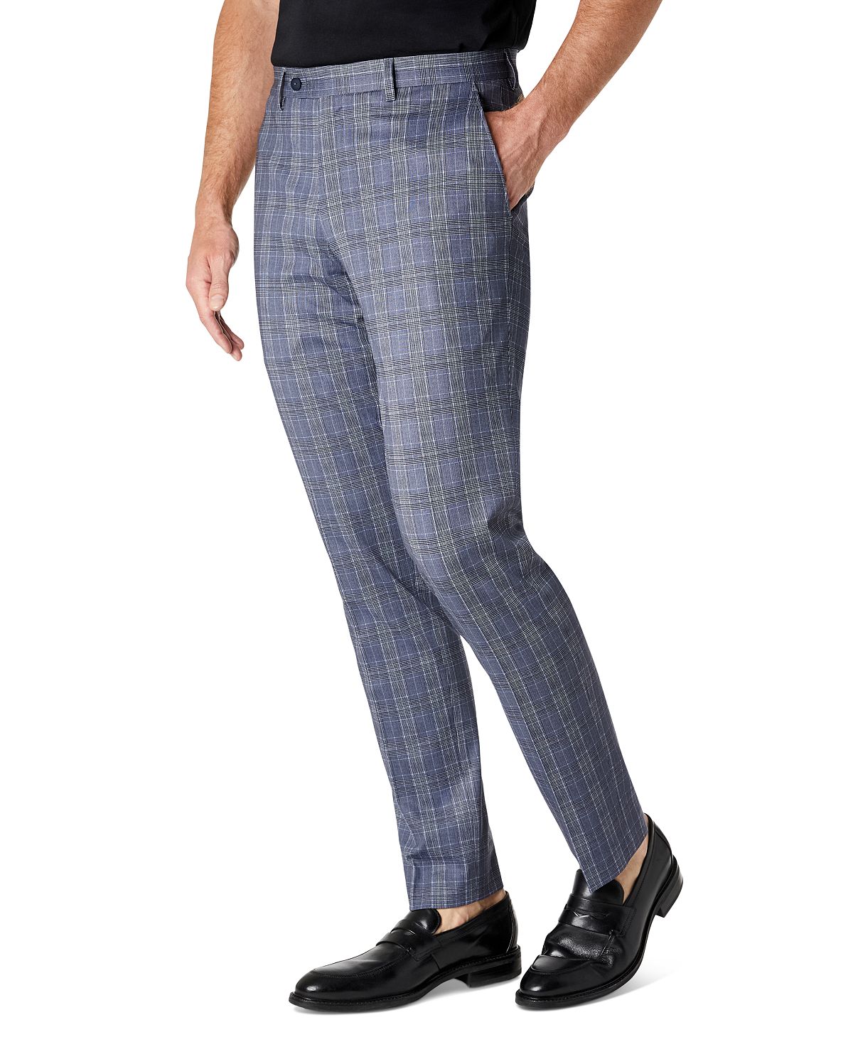 Calça de terno masculina Michael Kors Modern Fit xadrez azul tamanho 34x32