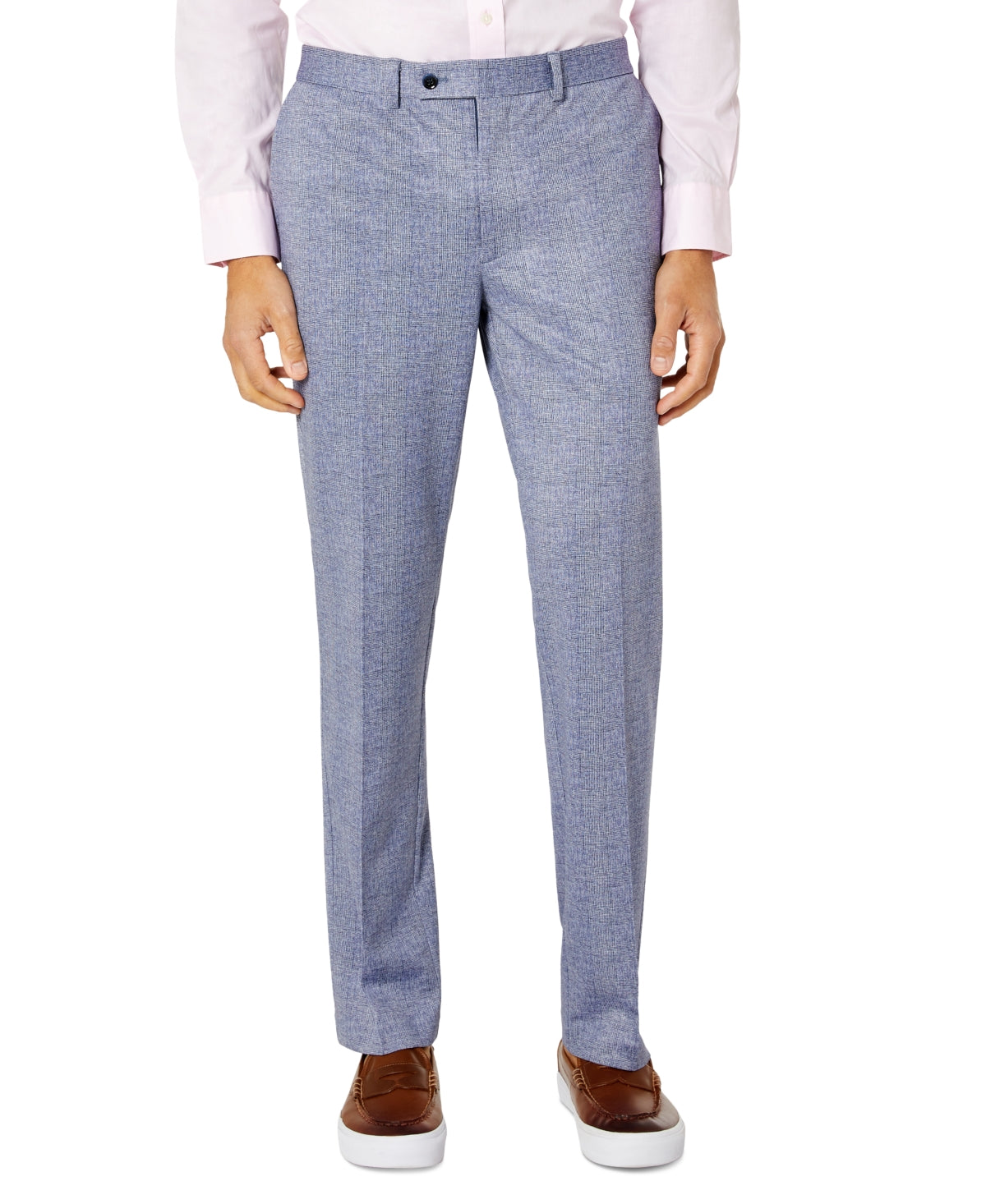 Calça de terno masculina Tallia Slim Fit em malha azul tamanho 30X30