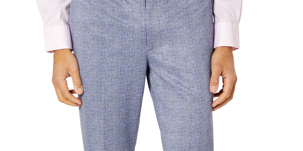 Calça de terno de malha slim fit masculina Tallia, azul, tamanho 30x32