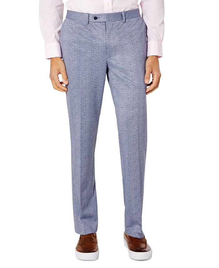 Calça de terno masculina Tallia Slim Fit em malha azul tamanho 32x30
