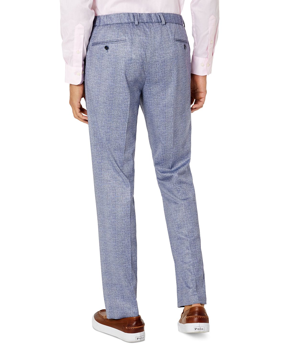 Calça de terno masculina Tallia Slim Fit em malha azul tamanho 32x30