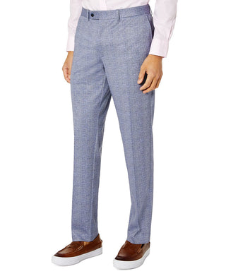 Calça de terno masculina Tallia Slim Fit em malha azul tamanho 32x30