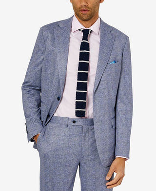 Jaqueta de terno masculina Tallia Slim Fit em malha azul, tamanho 42