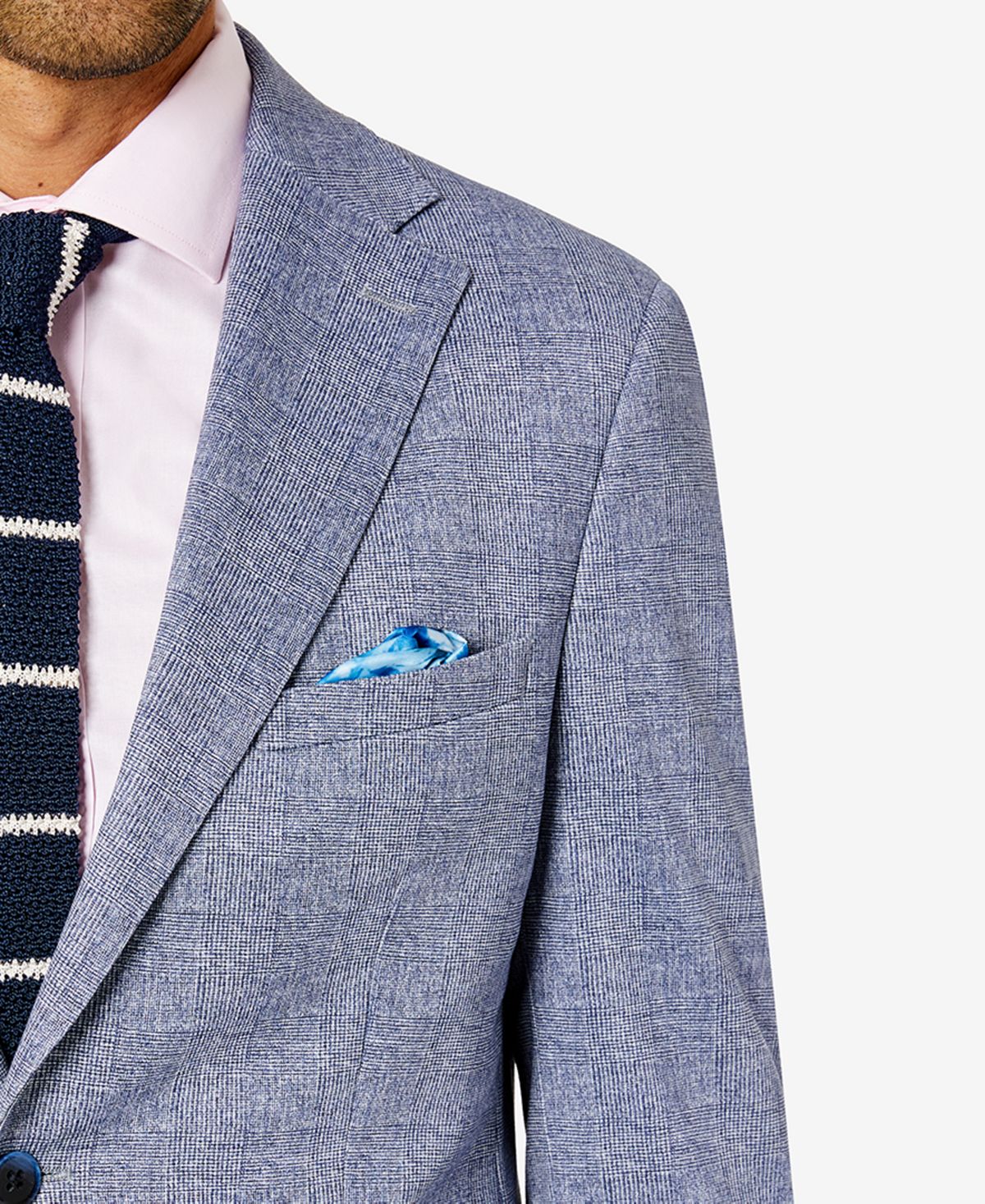 Jaqueta de terno masculina Tallia Slim Fit em malha azul, tamanho 42