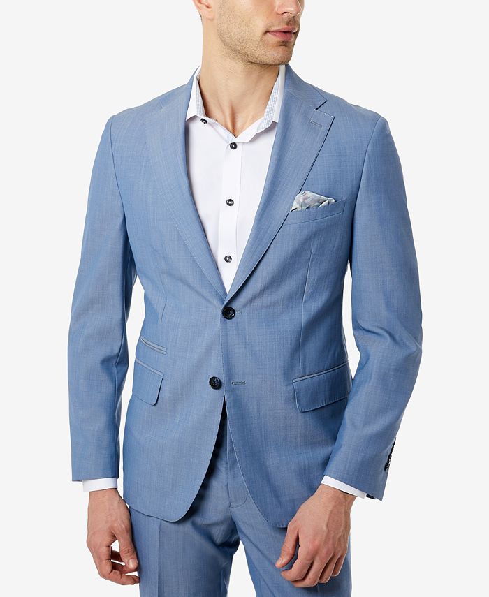 Terno masculino Tallia Slim Fit Chambray, jaqueta separada, azul, tamanho 44 T/L39,5