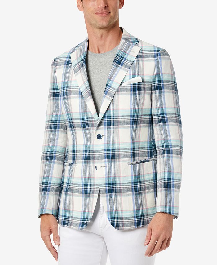 Blazer xadrez multicolorido masculino Tallia Slim Fit Azul Tamanho 38