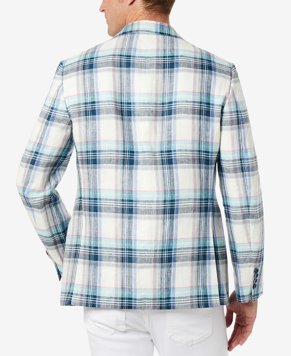 Blazer xadrez multicolorido masculino Tallia Slim Fit Azul Tamanho 38