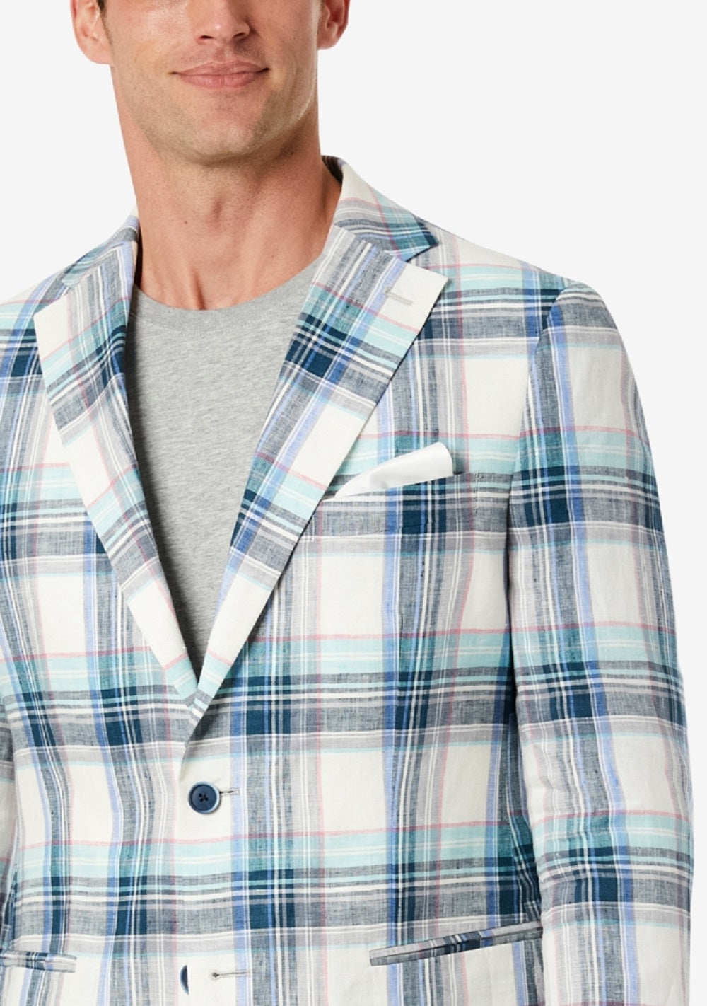 Blazer xadrez multicolorido masculino Tallia Slim Fit Azul Tamanho 38