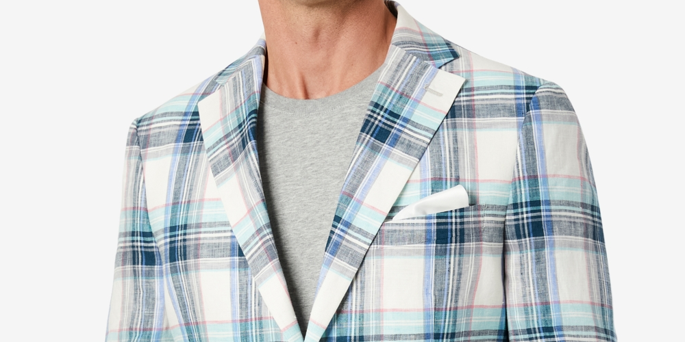 Blazer xadrez multicolorido masculino Tallia, tamanho 42, branco