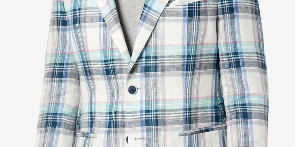 Blazer xadrez multicolorido masculino Tallia, tamanho 42, branco