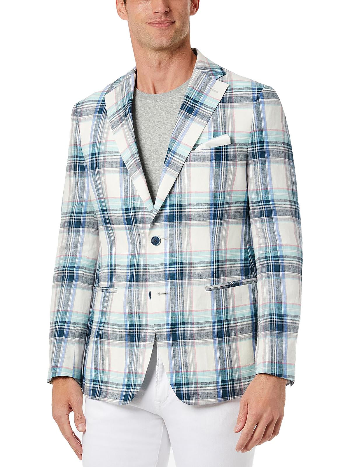 Blazer xadrez multicolorido masculino Tallia, tamanho 42, branco